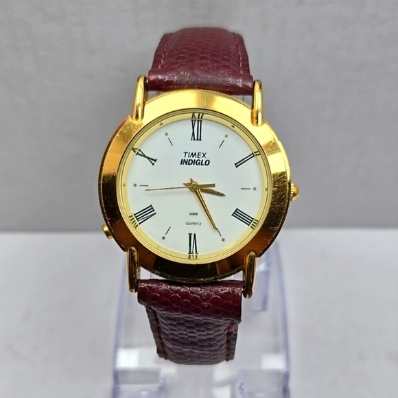 Mens Vintage 1991 Timex 33mm Indiglo Watch Gold Tone Quartz New Battery - Picture 1 of 12